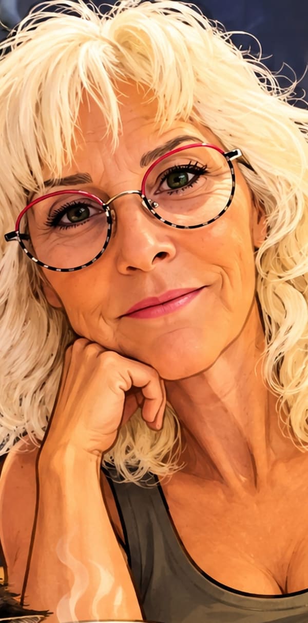 Thea Slikboer aan het werk in haar atelier