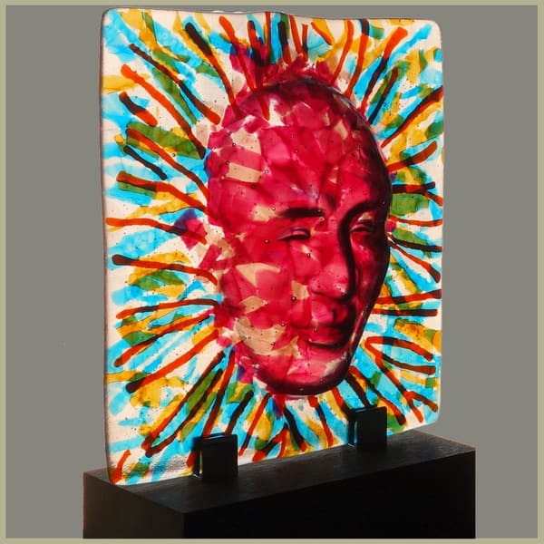 Glasfusingwerk van Thea Slikboer — Mask 30x30 cm