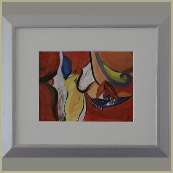 Schilderij van Thea Slikboer — The woman is always watched